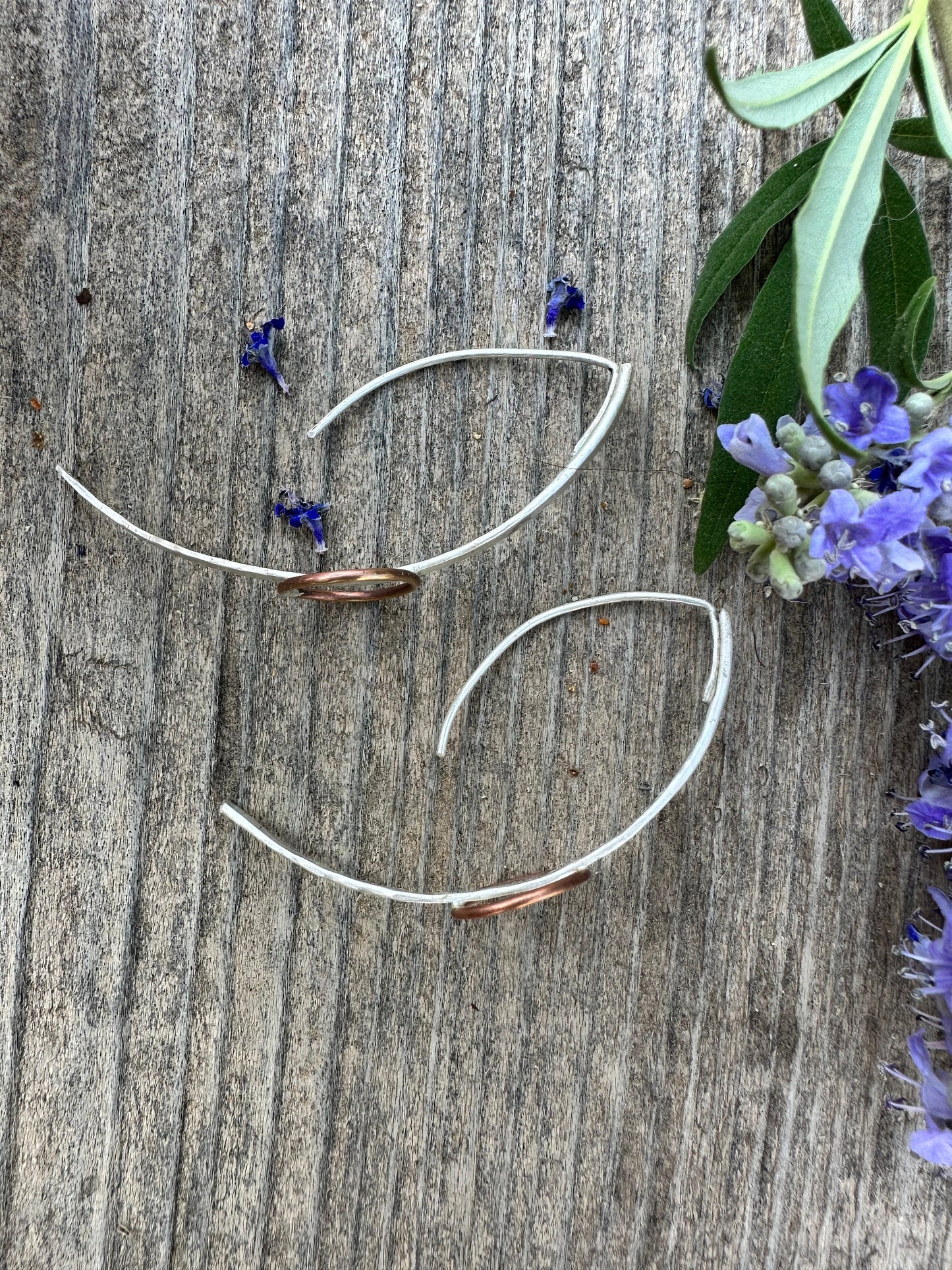 The Warrior sterling silver and brass faux hoop