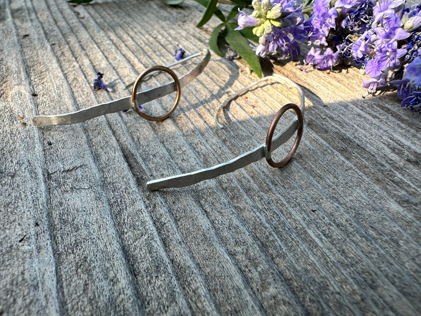 The Warrior sterling silver and brass faux hoop