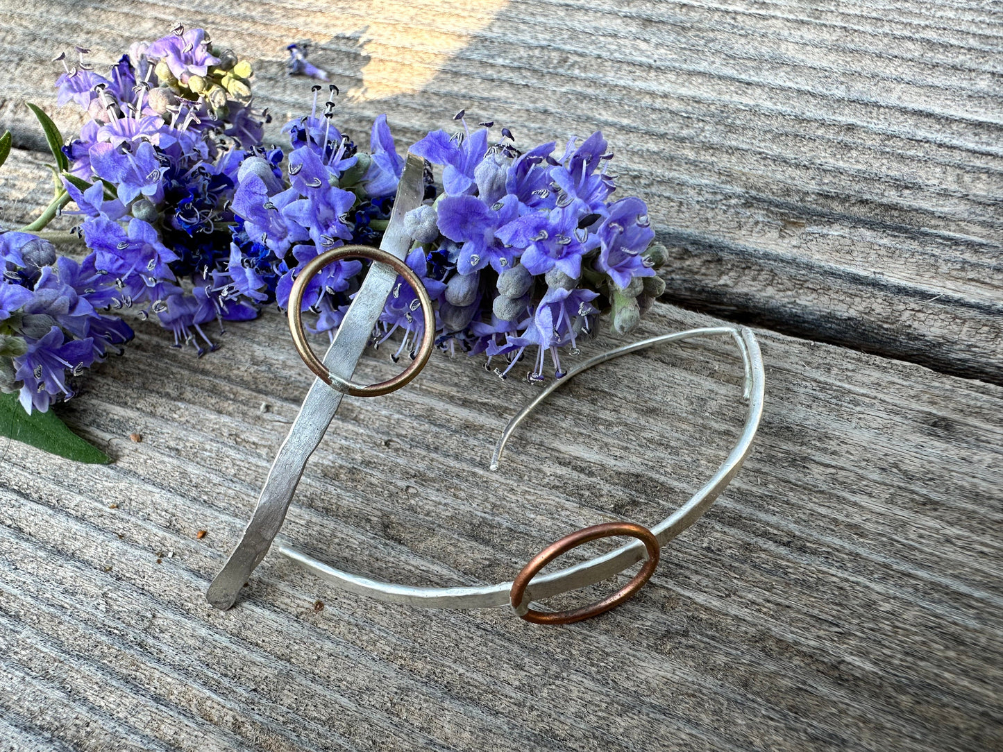 The Warrior sterling silver and brass faux hoop
