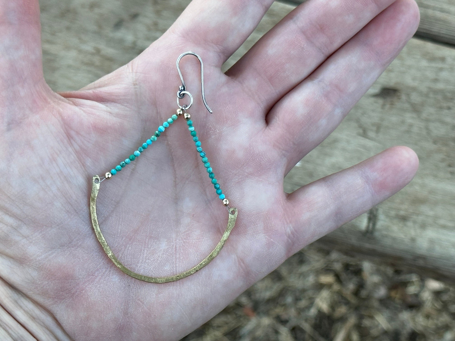 Swing life away in these hammered brass half hoops
