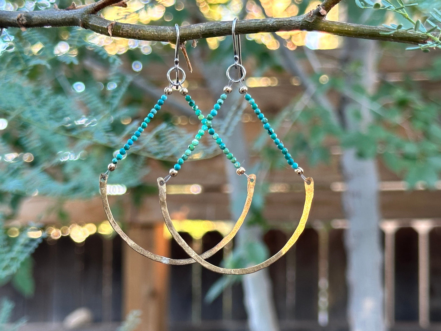 Swing life away in these hammered brass half hoops