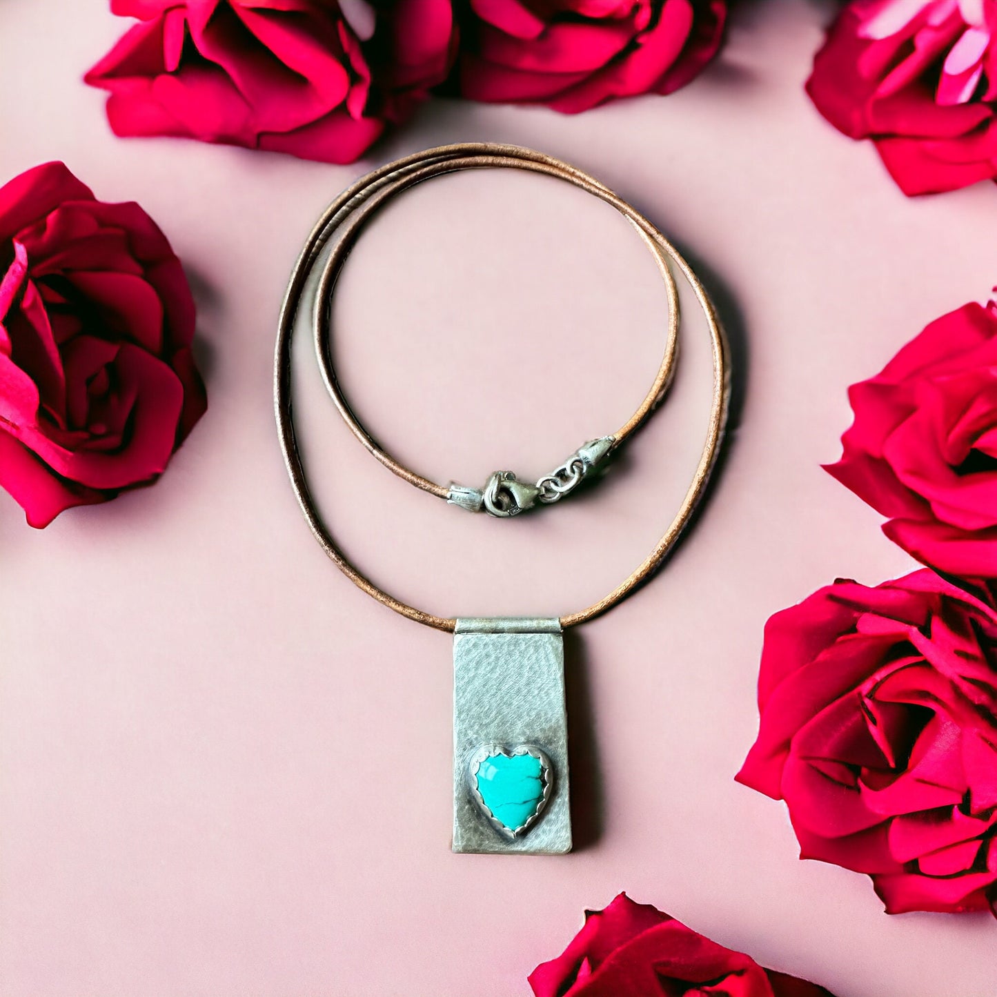 Turquoise heart tab necklace